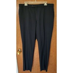 ZIGNONE Made in Italy 38x31 men's black pants High Twist 100% new wool, 12" rise